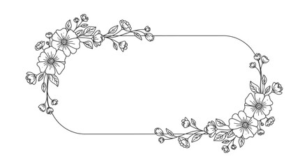 Black and white floral border design. © noxy