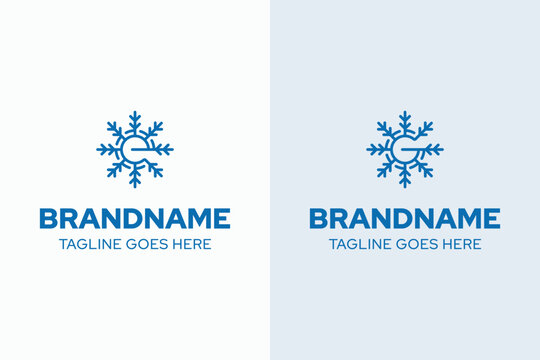 Letter E G Snowflake Logo, symbolizing purity, uniqueness, and cool precision