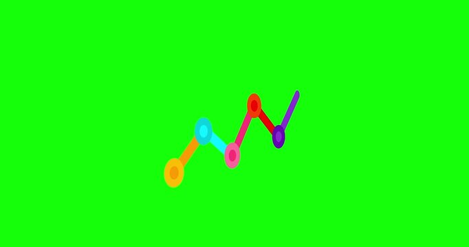 Chart typical business model with circles greenbox. Fat graph perspective view rising fast. Business cartoon animation. Economy metaphor. Speed up slow down graph acceleration business background.