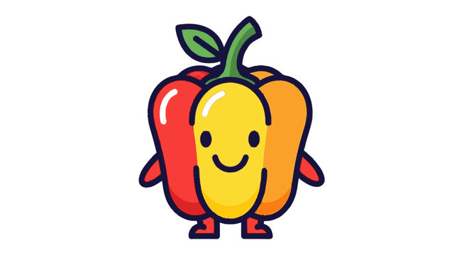Cartoon pepper character illustration smiling isolated white background