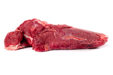 Obraz premium Fresh Raw Beef Cuts and Steaks Isolated on White Background