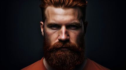 Fototapeta premium Perfect beard Close up. Handsome bearded young man close up. beautiful well-groomed red beard of elegant hipster male.