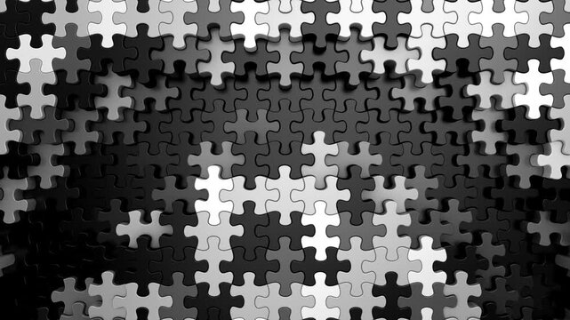Puzzles Form a Wave. Abstract motion, 3d rendering, 4k resolution
