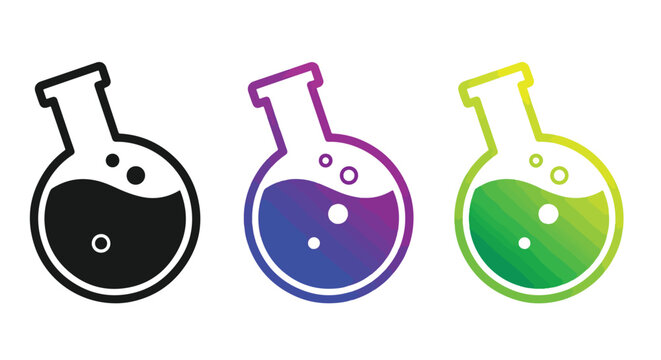 Laboratory beaker vector icon set with liquid - Modern style icon. Vector icon set. Glyph and solid icon set. Icon vector. Flat Design Icon. line icon set