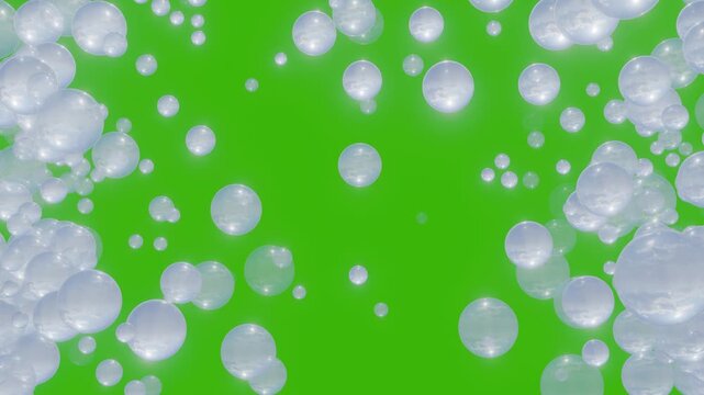 Soap Bubbles Appearing from Both Sides on Green Screen &mdash; Loopable Alpha Background for Compositing
