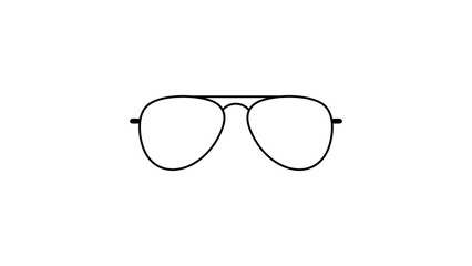 Minimalist Aviator Sunglasses Vector Icon with Editable Stroke. Clean black line illustration of classic pilot style eyewear on a white background, ideal for fashion, summer, and travel web design. © Fimamoon