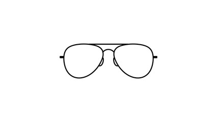 Minimalist Aviator Sunglasses Black Line Vector Icon on White Background. This hand-traced illustration features an editable stroke for customizable line weight and professional scalable design. © Fimamoon