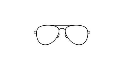 Minimalist Aviator Sunglasses Vector Icon with Editable Stroke. Clean Black Line Illustration of Classic Pilot Sun Glasses for Summer, Fashion, and Travel Design. Scalable Outline Graphic Element. © Fimamoon