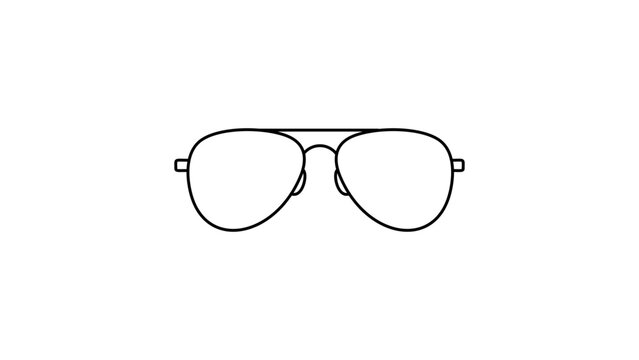 Minimalist Aviator Sunglasses Vector Icon with Editable Stroke. Clean Black Line Illustration of Classic Pilot Sun Glasses for Summer, Fashion, and Travel Design. Scalable Outline Graphic Element.
