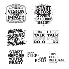 Obraz premium Collection of inspirational motivational quotes and phrases in various typography styles