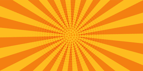 Fototapeta premium Halftone vintage or retro sunburst. Yellow ray stripes