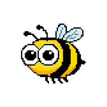 Pixel art cute bee character