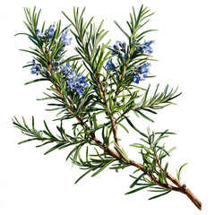 Obraz premium Fresh Rosemary Branch with Blue . AI generative