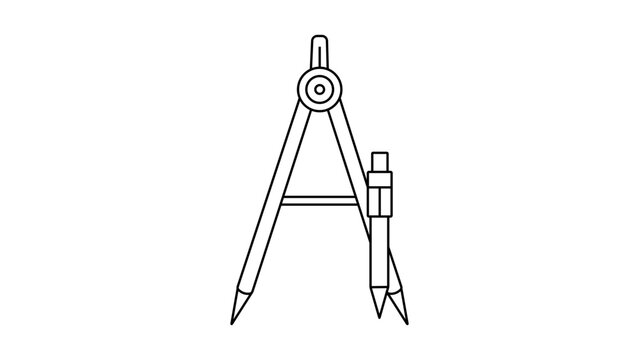 Minimalist Drafting Compass Vector Icon with Editable Stroke for Math, Geometry, Architecture, and Engineering Design Projects, Clean Black Line Outline Illustration Isolated on White Background.