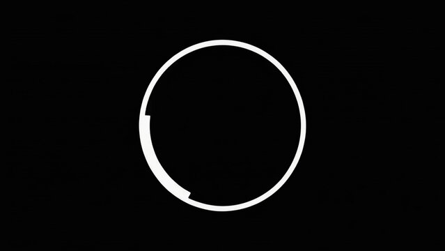 Animated white circle loading on black background. Abstract motion graphic design element