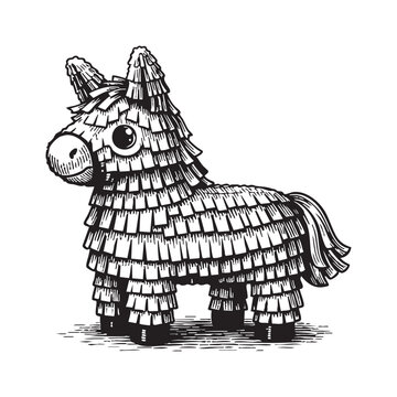 Vintage illustration of a traditional paper mache donkey pi ata