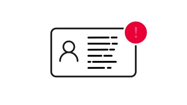 KYC verification failed concept warning icon animation isolated on white background