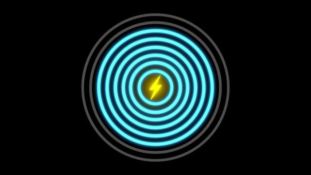 Charging screen, cell phone display charging animation isolated on black background