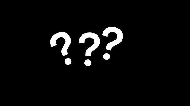 Question mark pop up symbol animation isolated on black background