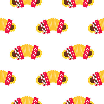 Accordion pattern celebrating Sao Joao festive music isolated on transparent background