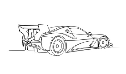 Obraz premium Race Car Single Continuous Line Art Elegant Sports Car Vector Illustration