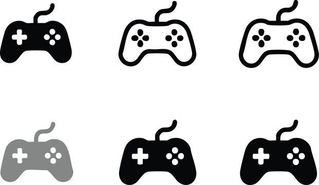 controller icon set vector gamepad silhouettes designs