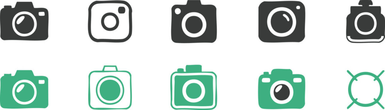 camera icon set flat ui glyphs lens focus target outline