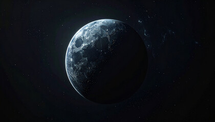 Moon in deep space; cosmic scene