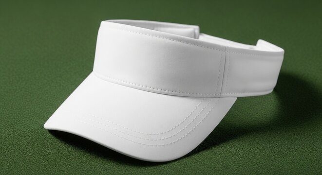 Blank White Athletic Sun Visor Hat Mockup on Green Felt
