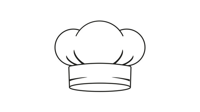 Chef Hat Vector Icon with Editable Stroke, Minimalist Black Line Illustration of a Tall Puffy Toque Blanche for Restaurant Logos, Cooking Menus, Culinary Branding, and Food Service Design Graphics.