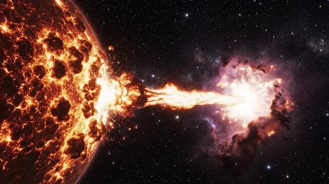 A star exploding in outer space.