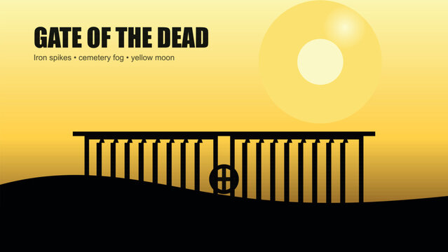 Mysterious gate of the dead under a yellow moon Vector