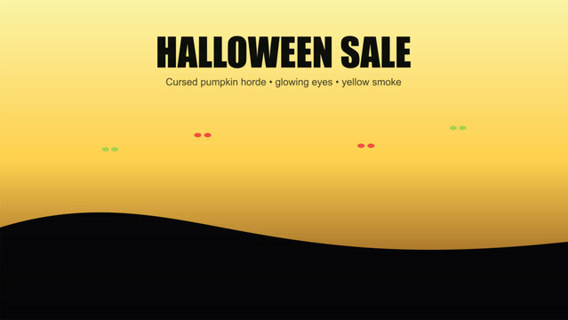 Spooky halloween sale with cursed pumpkin horde and glowing eyes Vector