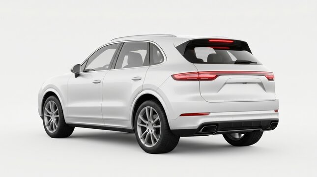 White SUV rear view. Elegant luxury transport. Modern mobility design.