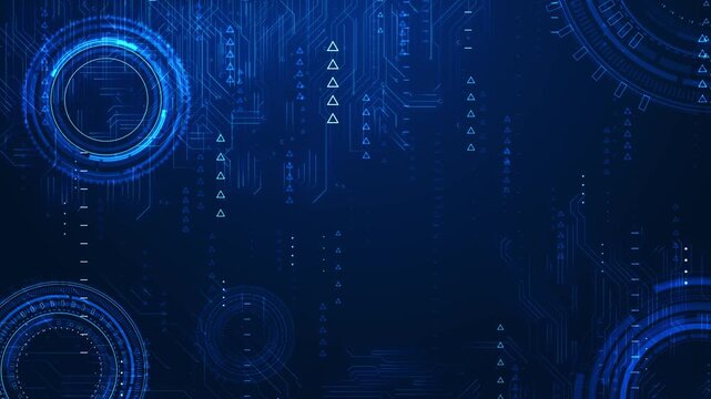 Futuristic blue Cybersecurity Digital information technology concept protection system HUD Virtual Interface background space circles particles. innovation virtual portal . cyber technology, sci-fi
