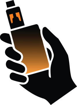 Hand holding a vape device with orange gradient  e cigarette  vaping  nicotine