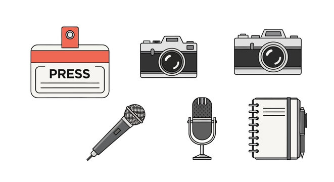 Journalism Press Media Icons Set.
