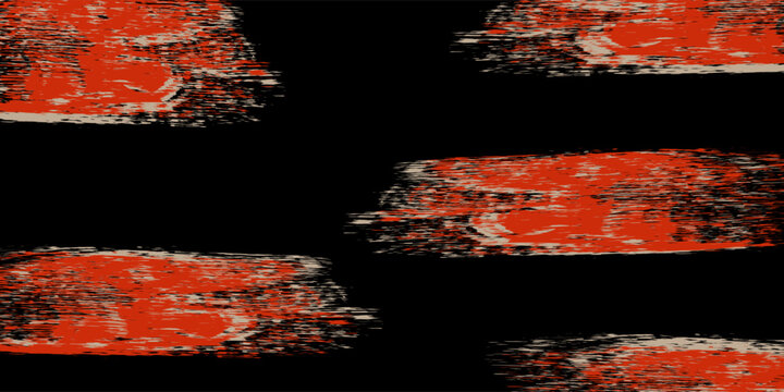 Set of Red Torn Sharp Ripped Paper Hole Edges with Black Cardboard Background. Distressed Texture for Mixed Media Collage. High Quality. eps10
