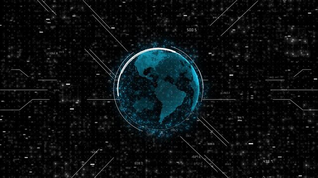 Futuristic colors sci-fi sphere in space. Cybersecurity digital technology concept. polygon binary code on dark blue background. big data. Abstract frame ball. 3D wireframe geometric sphere.