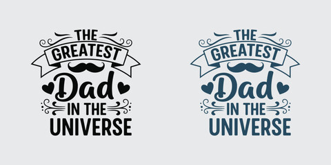 Obraz premium Happy Fathers Day Greeting With Hand Written Lettering, Decorative Design. Happy Fathers Day lettering.