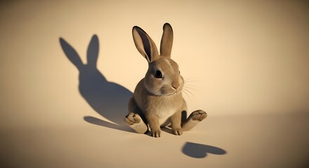 Fototapeta premium Cute rabbit figurine with shadow.