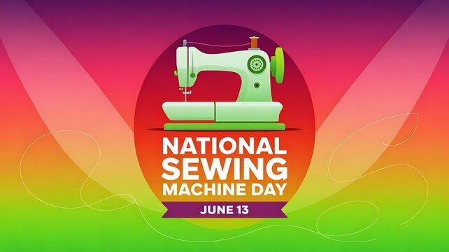 National sewing machine day with vintage sewing machine graphic and background national creation handmade clothing