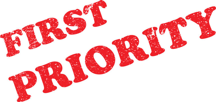 First Priority Red Grunge Stamp &ndash; Urgent Service Badge Vintage Rubber Label