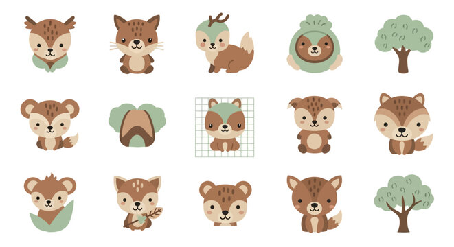 Cartoon brown bear face closeup.