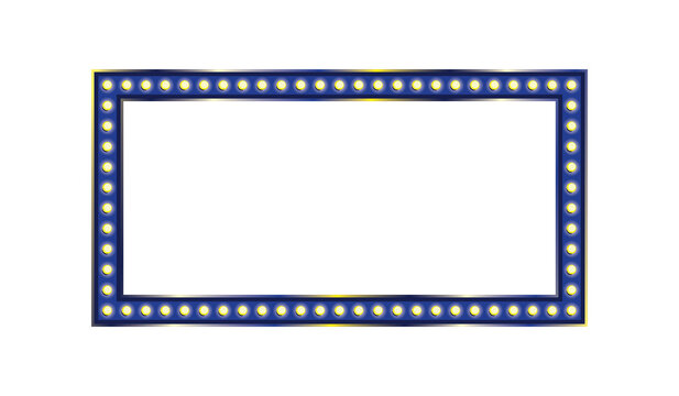 Retro lightbox blue rectangle for party poster, advertising, cinema billboard and restaurant