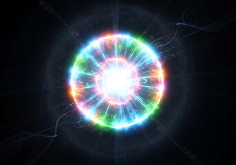 Fototapeta premium Cosmic energy orb a vibrant display of light and color in the darkness