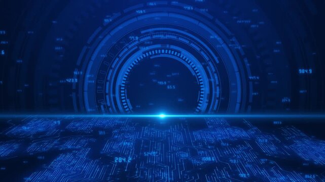 Abstract Futuristic circular digital interface lines circular elements. high-tech ring, cyber design, modern innovation HUD GUI element. Circle Abstract Digital Technology Virtual Interface Elements