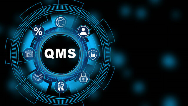 Quality management system business and industrial technology concept. QMS . Quality management system qms concept digital technology.transparent background 4k visuals