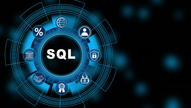 Futuristic Digital Interface with S Q L Database Concept and A I Technology Visualization SQL database.transparent background 4k visuals