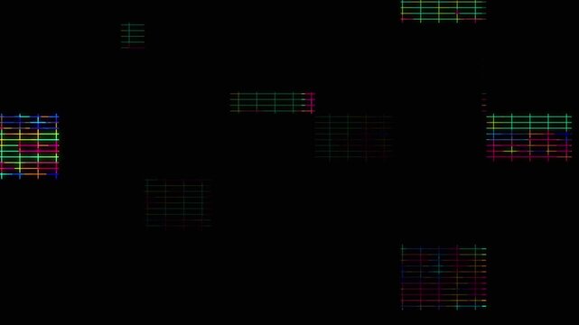 Neon Grid Glitch Blocks Animation, Futuristic Digital Matrix Style Background, Cyber Tech Data Visual Loop